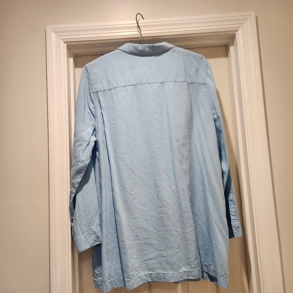 J Jill Womens Blue Long Sleeve Bohemian Tunic Collared Lyocell Extra Large - Picture 2 of 8